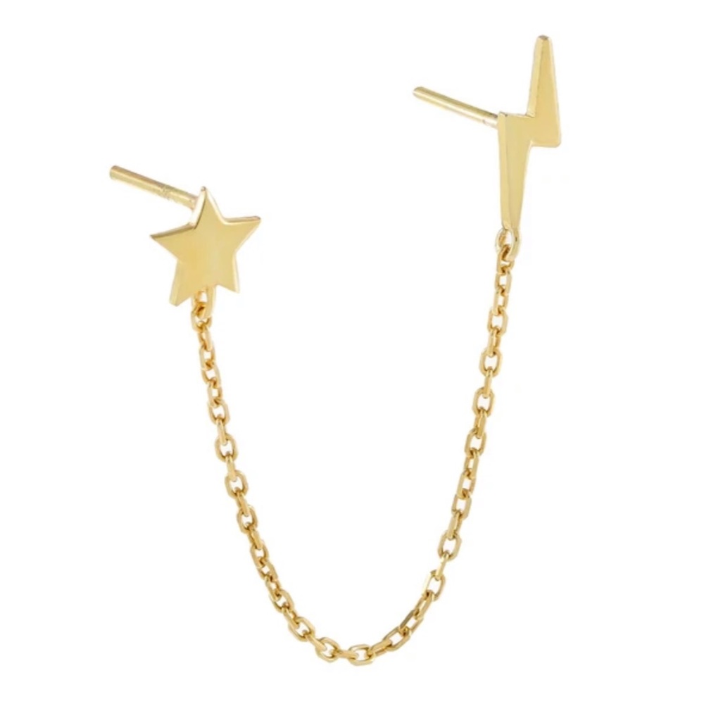 Gold Star & Lightning Bolt Earring